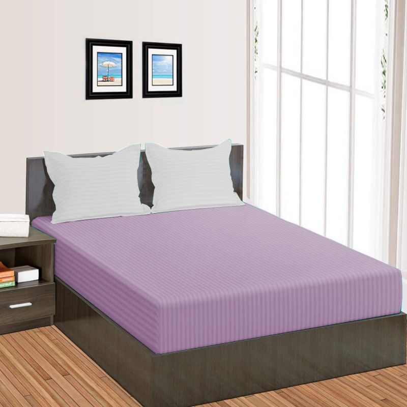 Cearceaf de pat cu elastic Damasc Policoton dunga 1 cm- lila